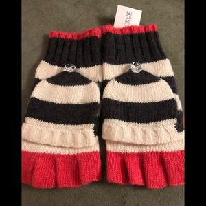 JCrew striped fingerless convertible gloves